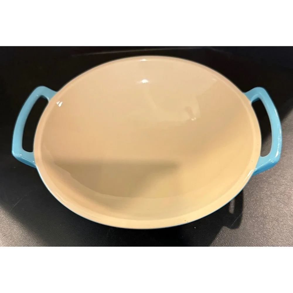 Le Creuset Mini Wok Stoneware Dish Caribbean Blue Handles